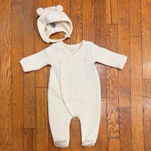 GAP White Quilted Kids Footie with Bear Ears